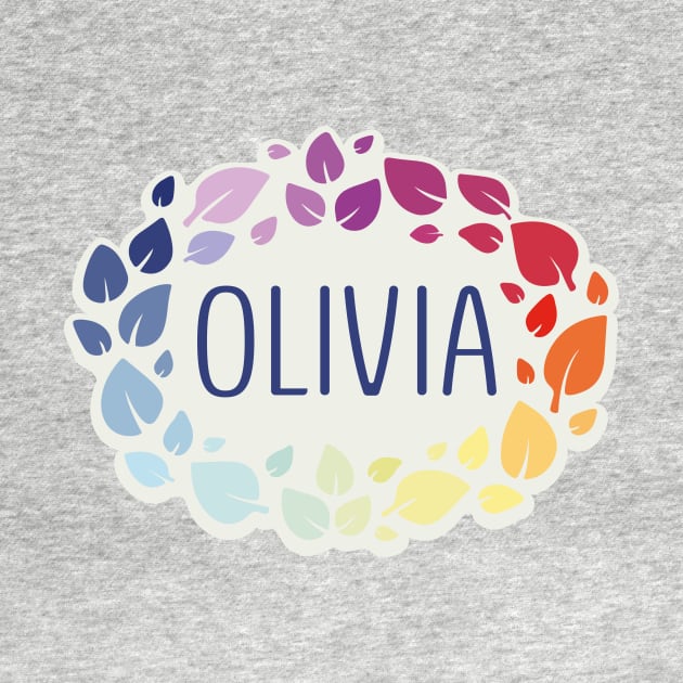 Olivia name with colorful leaves by WildMeART